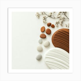 White Pebbles On White Background Art Print