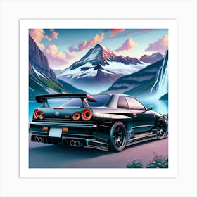 Nissan Skyline R34 sports car Art Print