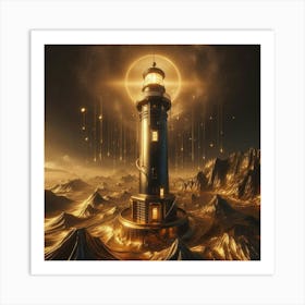 Golden Lighthouse Art Print