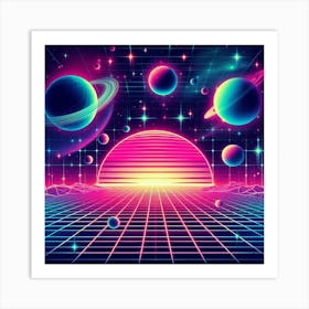 Retro Futuristic Elements,Retro Futuristic Background,Retro Futuristic Templates (5) Art Print