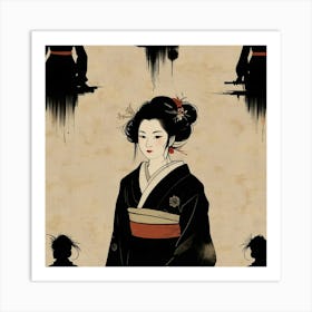 Woman with Japan dress Art Print