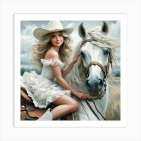 Cowgirl On Horseback 3 Art Print