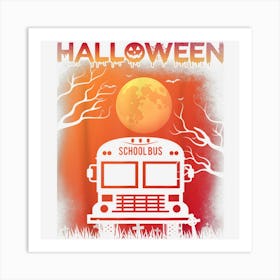 Halloween Themed Vintage School Bus Driver Halloween Holiday Art Print