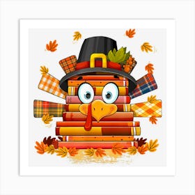 Gifts Librarian Book Lover Reader Funny Turkey Thanksgiving Art Print