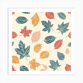 Autumn Leaves Seamless Pattern Cute Illustration Art Print