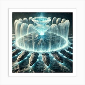 Cascade Sovereignty Scifi Aqua Bastion Shield Art Print