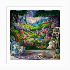 Cinderella'S Castle wall art painting, kids room decor, kids art print and posters Art Print