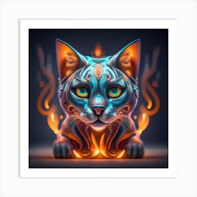 Cat In Flames 1 Art Print