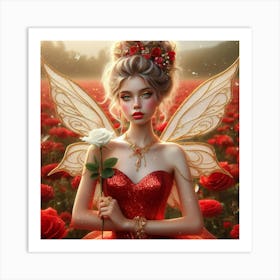 Fairy In Red Dress 1 Art Print