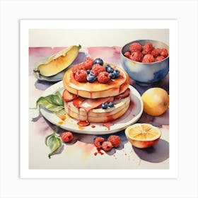 Pancakes With Berries Art Print