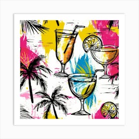 Seamless Pattern With Tropical Drinks 17 Art Print