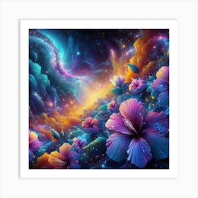 Galaxy Flowers Art Print