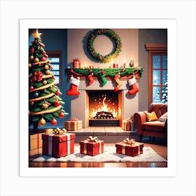 Christmas In The Living Room 33 Art Print