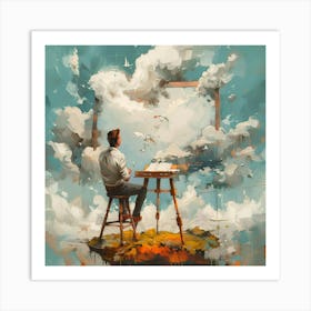 Of A Man In The Clouds Art Print