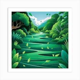 A Striking Illustration Of A Lush Green River With Vqu0rhmmtge O27j7mqm1g Pnvkfd7ytkaqx586v6tnqw Art Print