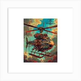 Retro Steampunk Helicopter Art Print