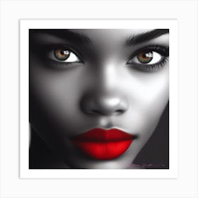 Portrait Of A Woman With Red Lips Art Print