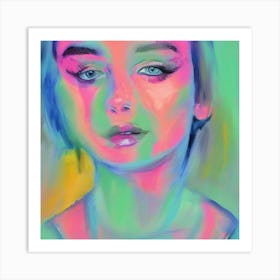 Girl With Bright Colors Art Print