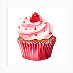 Cupcake With Hearts Art Print