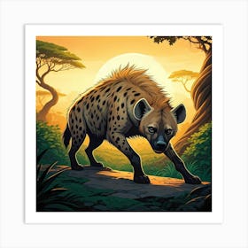 Cautious Hyena Art Print