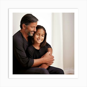 Portrait Of Father And Daughter Art Print