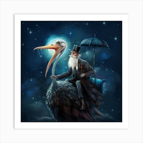 Old Man On Ostrich 2 Art Print