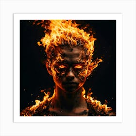 Portrait Of A Woman With Fire Art Print