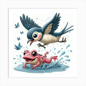 Frog And Bird 1 Art Print