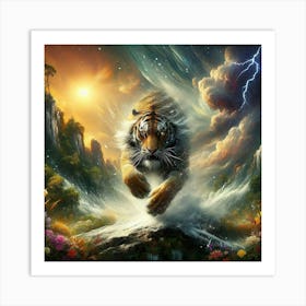 Tiger In The Storm Art Print