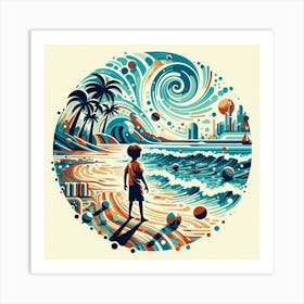 Boy On The Beach Art Print