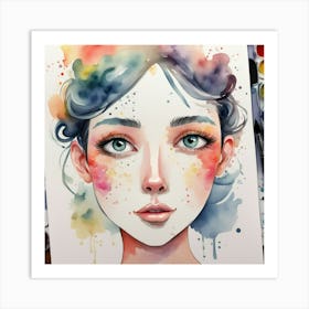 Watercolor Of A Girl 27 Art Print