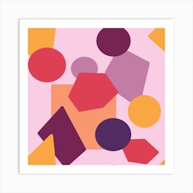 Shapes in red and purple Art Print