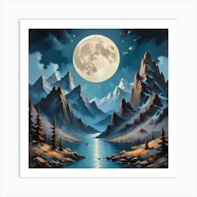 Moon Mountains Art Print Art Print