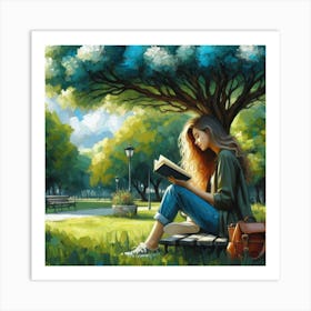 Girl Reading A Book 2 Art Print