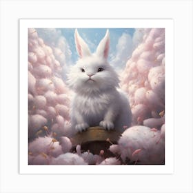 White Bunny In The Clouds Art Print