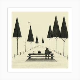 Man On A Bench Art Print