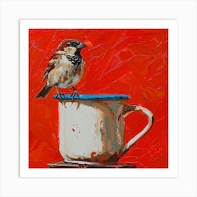 Sparrow In A Cup 3 Art Print