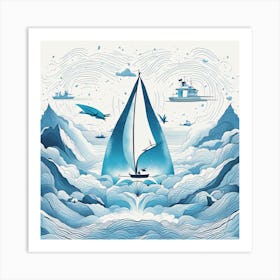 Sailing Boat In The Sea Art Print