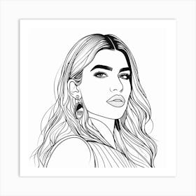 dua lipa line art portrait Art Print