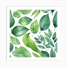 Illustrative Albedo Watercolor Green Leaves Art 0 Art Print