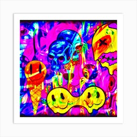 Psychedelic Skulls Art Print