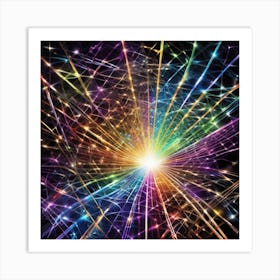 Abstract Rainbow Rays Art Print