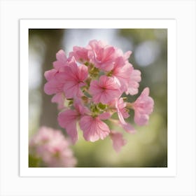 A Blooming Geranium Blossom Tree With Petals Gently Falling In The Breeze 2 Art Print