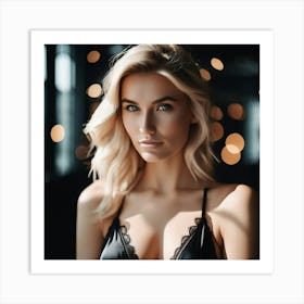 beautiful blonde girl in lingerie 7 Art Print