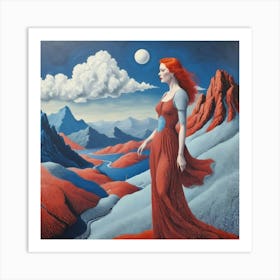 Woman In A Red Dress Art Print