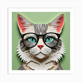 Cat With Glasses 3 Art Print