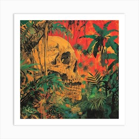 Skull In The Jungle 2 Art Print