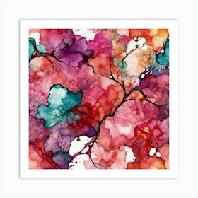 Abstract Fluid Fantasy: A Symphony of Color - 3 Art Print