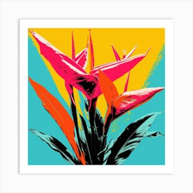 Andy Warhol Style Pop Art Flowers Heliconia 1 Square Art Print