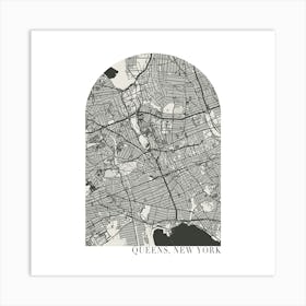 Queens New York Boho Minimal Arch Street Map 1 Art Print
